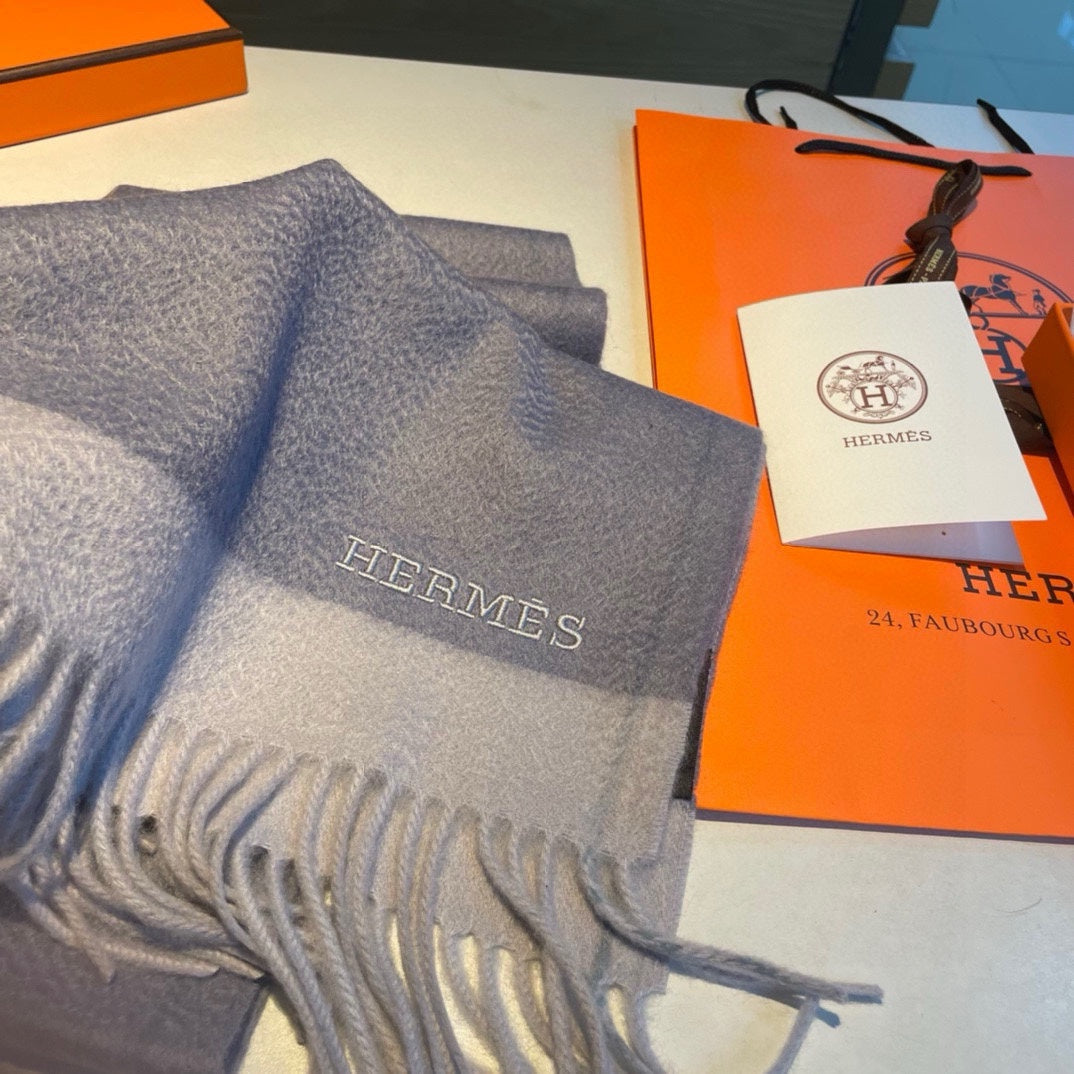 HERMES SCARF 180 CM IN LAVENDER GRAY CASERE 366049