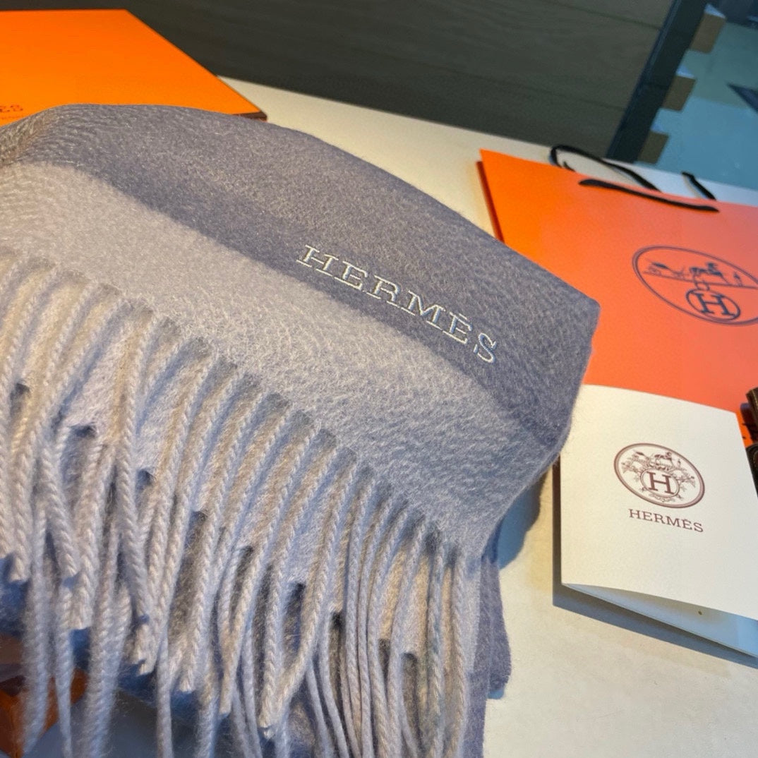 HERMES SCARF 180 CM IN LAVENDER GRAY CASERE 366049
