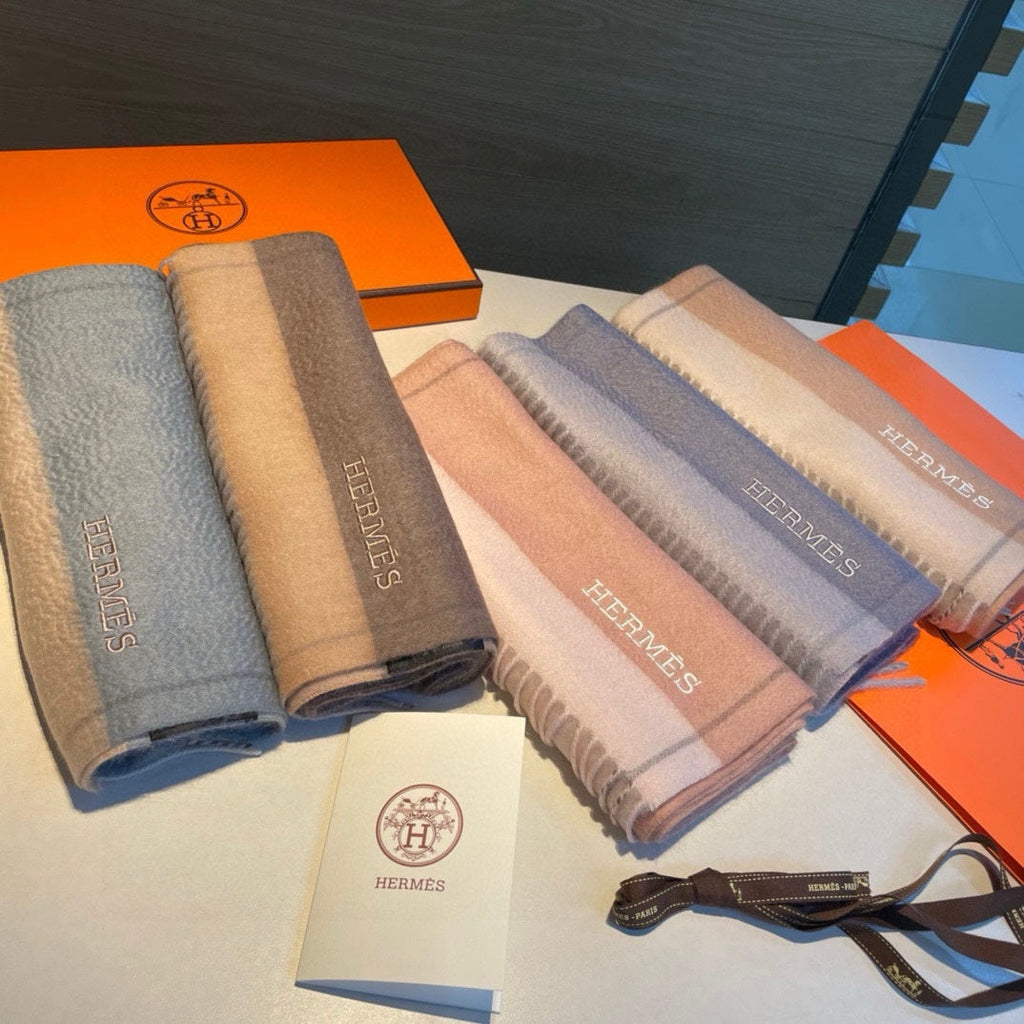 HERMES SCARF 180 CM IN LAVENDER GRAY CASERE 366049