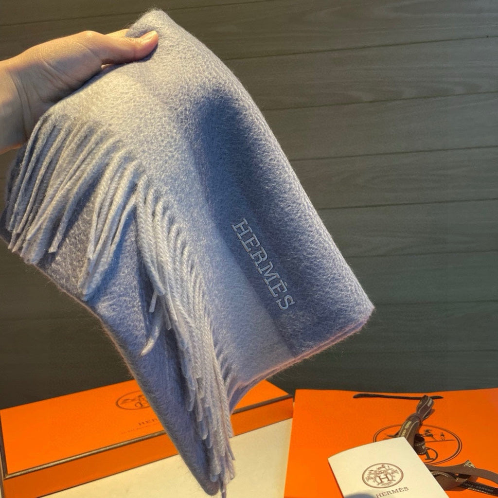 HERMES SCARF 180 CM IN LAVENDER GRAY CASERE 366049