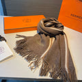 HERMES SCARF 180 CM IN MEDIUM BROWN MIX WHITE CASERE 376517