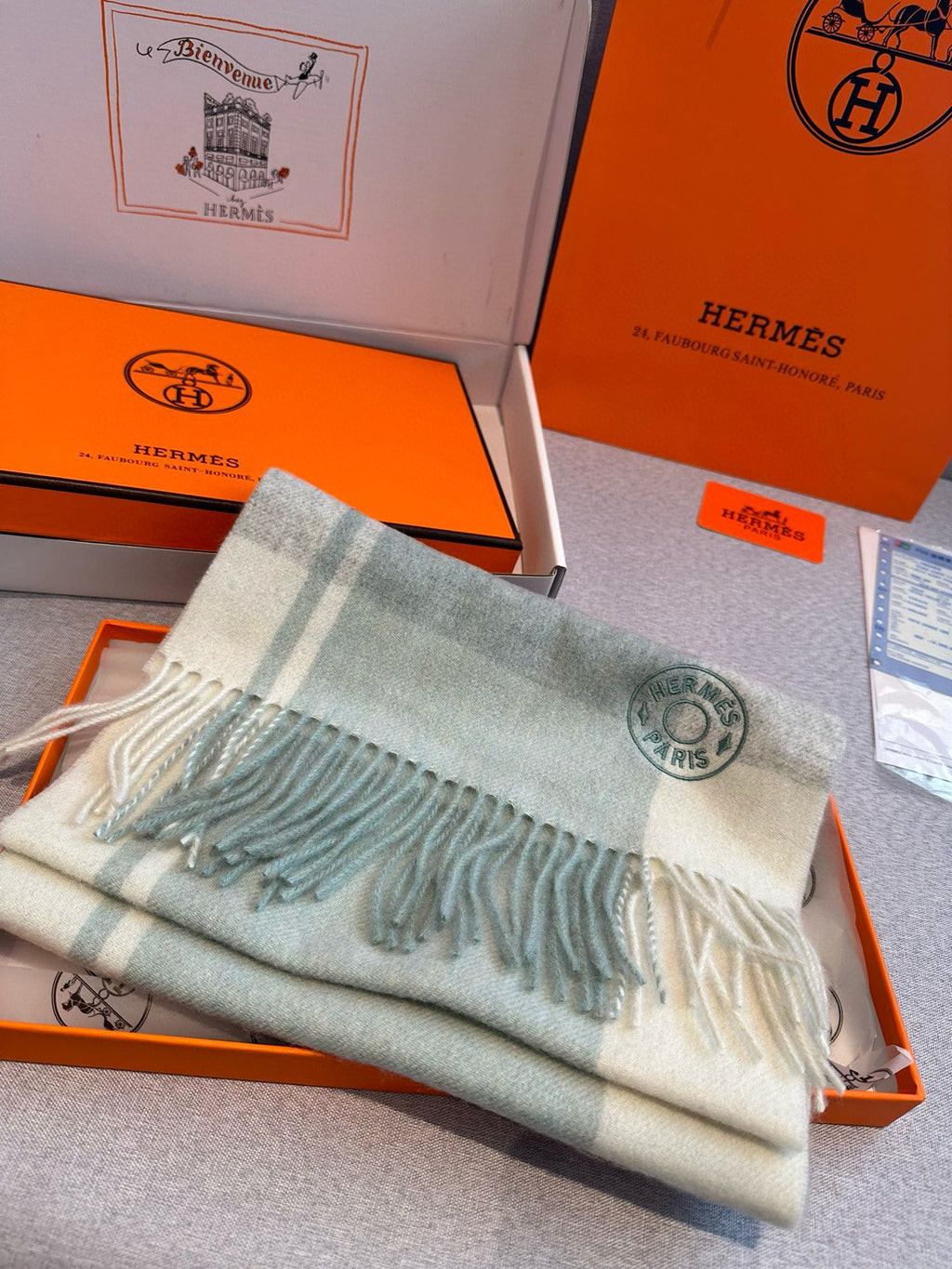 HERMES SCARF 180 CM IN COLORFUL CASERE 381229