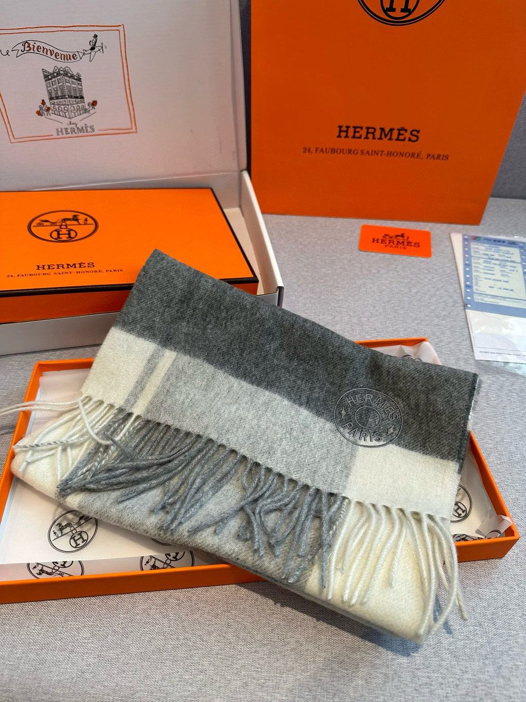 HERMES SCARF 180 CM IN COLORFUL CASERE 381230