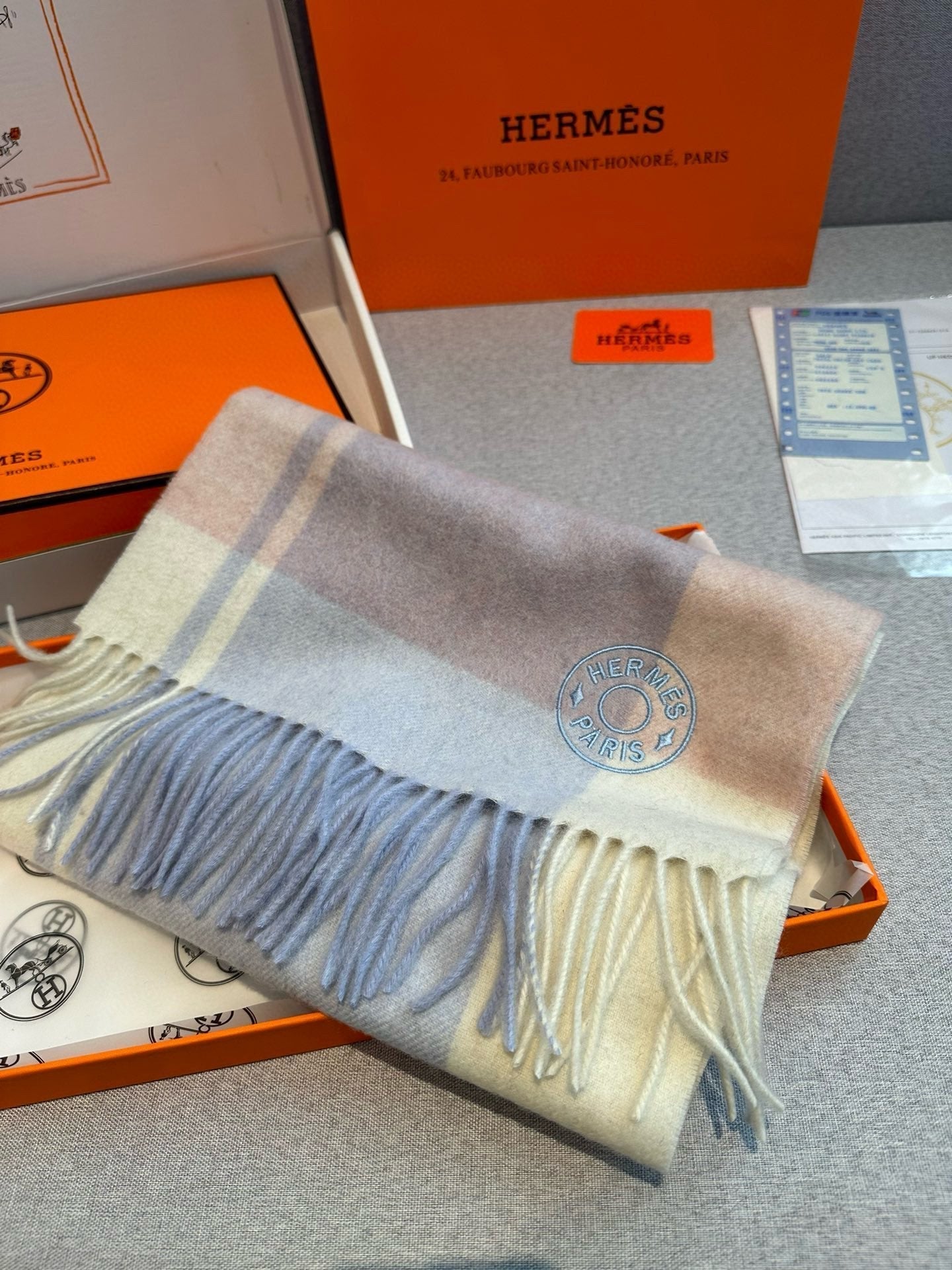 HERMES SCARF 180 CM IN COLORFUL CASERE 381231