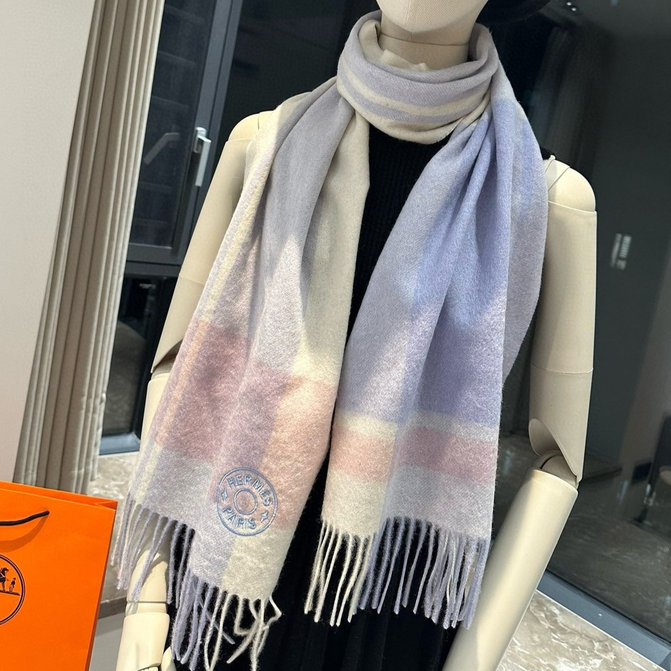 HERMES SCARF 180 CM IN COLORFUL CASERE 381231