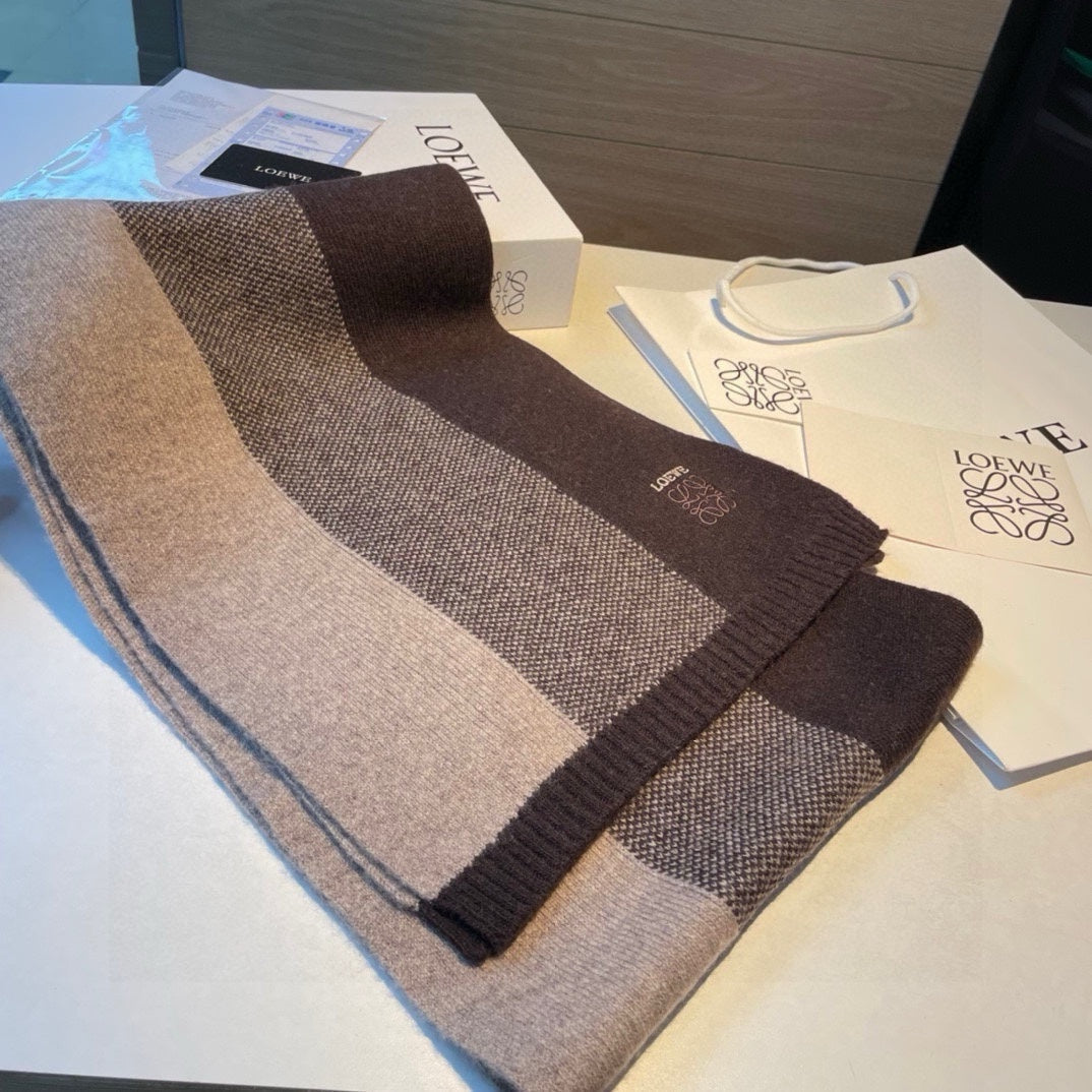 LOEWE SCARF 190 CM IN CHOCOLATE BROWN CASHMERE 390838