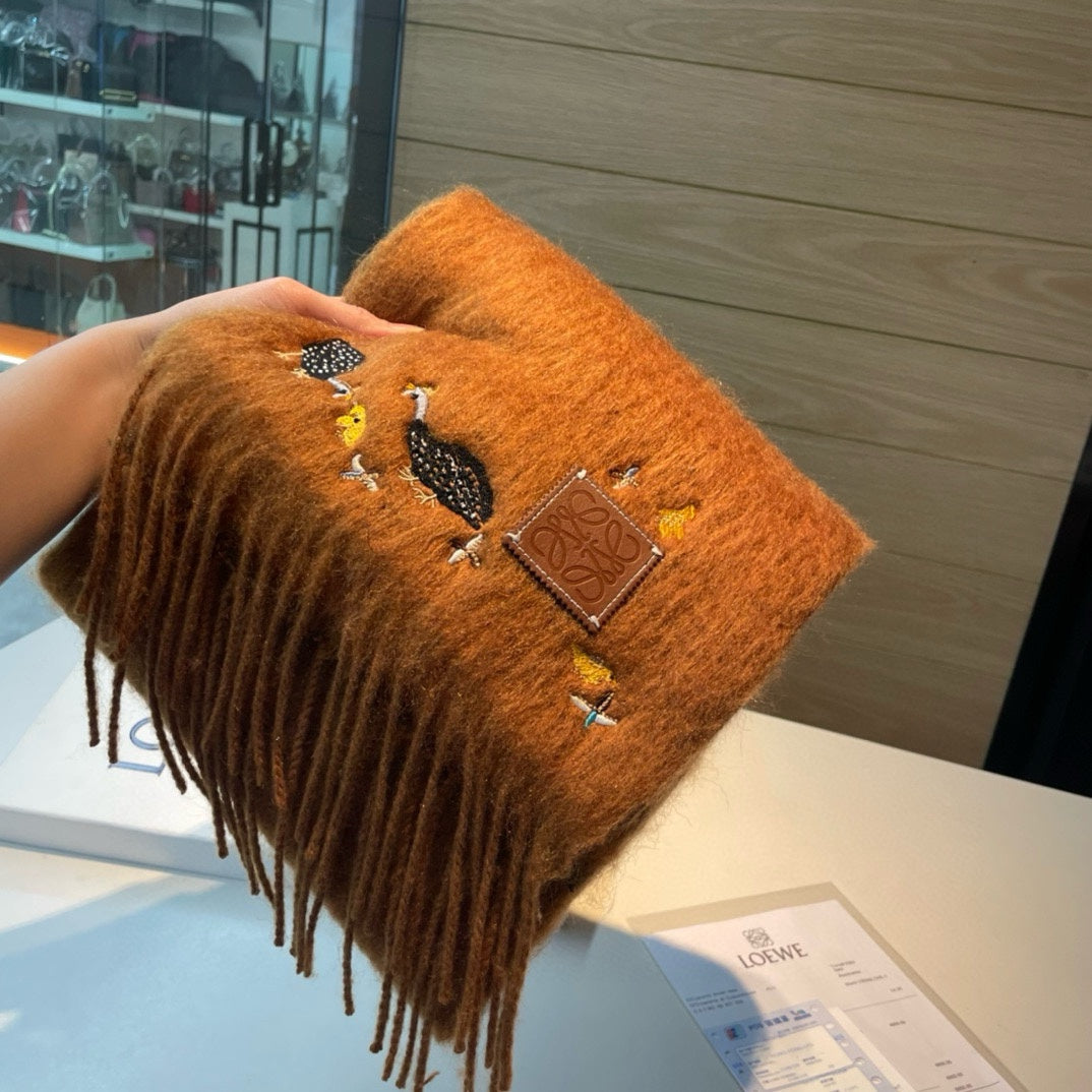LOEWE SCARF 185 CM IN BRONZE BROWN MOHAIR AND WOOL 393253
