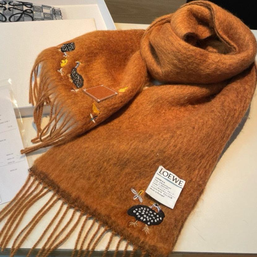 LOEWE SCARF 185 CM IN BRONZE BROWN MOHAIR AND WOOL 393253