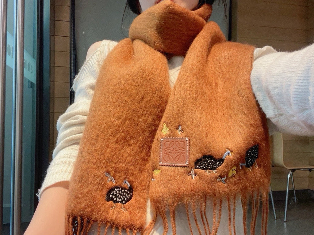 LOEWE SCARF 185 CM IN BRONZE BROWN MOHAIR AND WOOL 393253