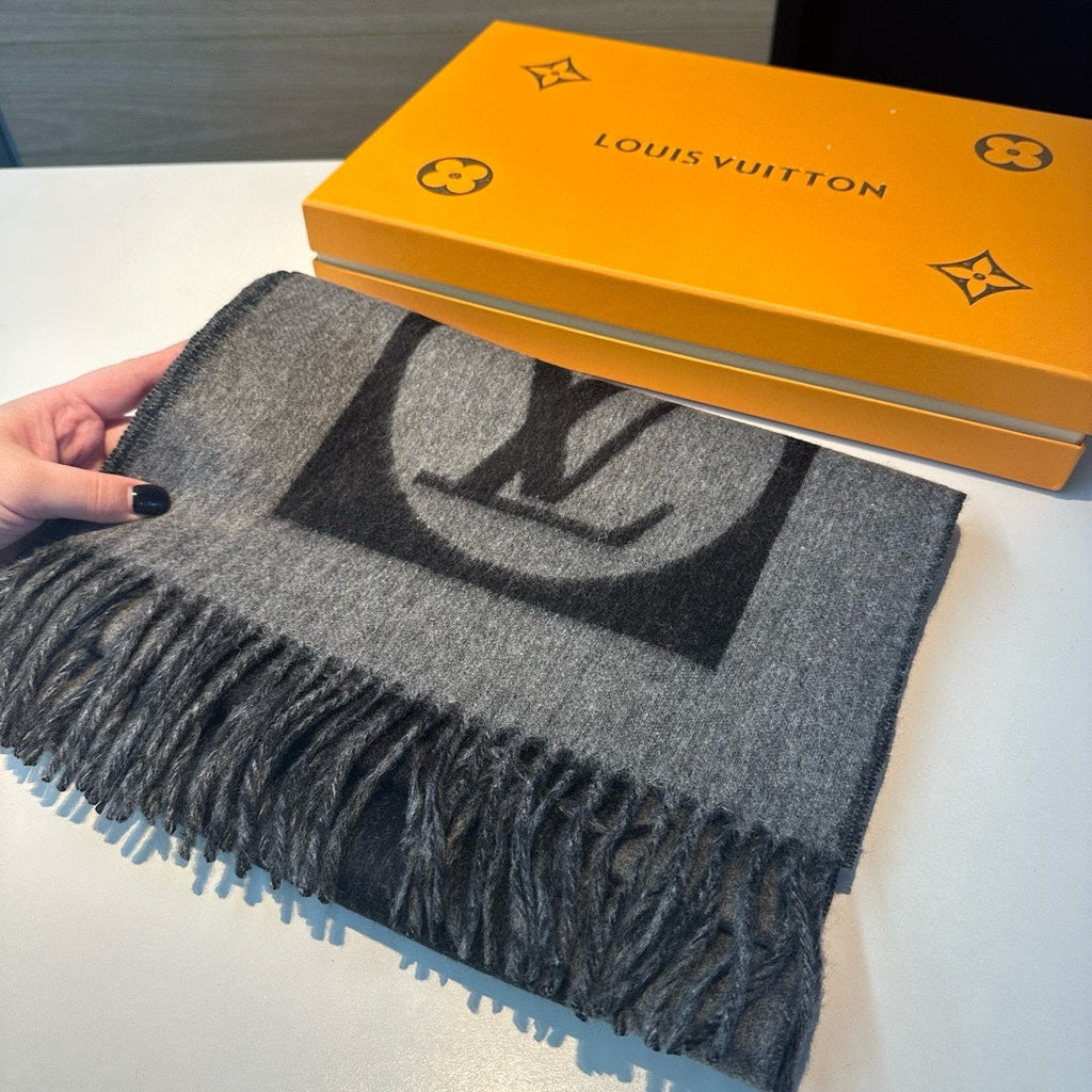 LOUIS VUITTON SCARF 180 CM IN SHADOW GRAY CASHMERE 394488