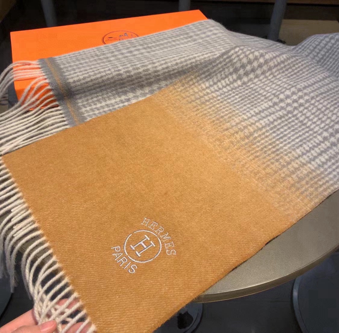 HERMES SCARF 180 CM IN COLORFUL CASERE 396307