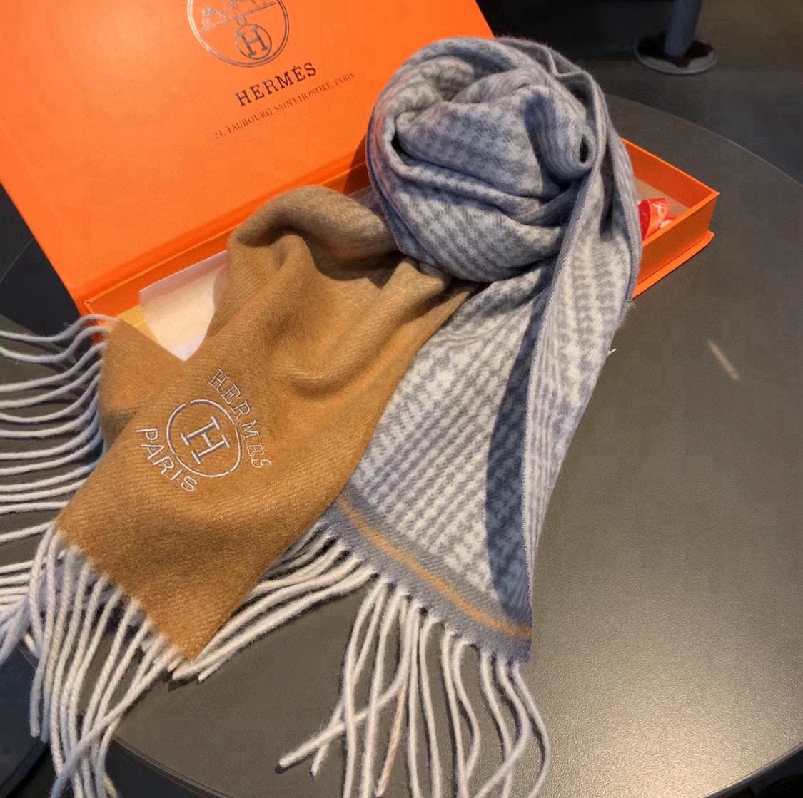 HERMES SCARF 180 CM IN COLORFUL CASERE 396307