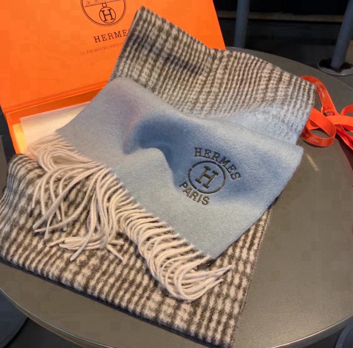 HERMES SCARF 180 CM IN COLORFUL CASERE 396308
