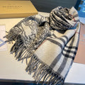 BURBERRY REVERSIBLE EKD STONE GRAY CASHMERE 210 CM SCARF 407191
