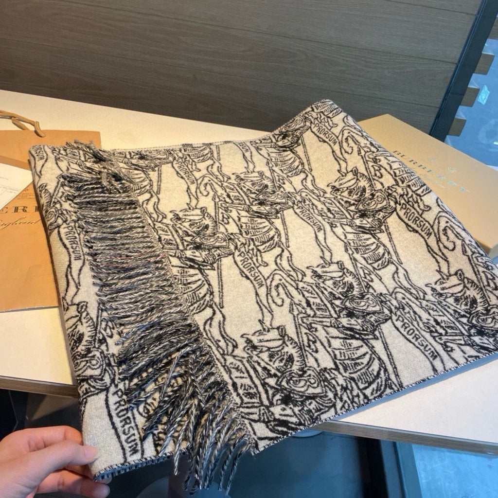 BURBERRY REVERSIBLE EKD STONE GRAY CASHMERE 210 CM SCARF 407191