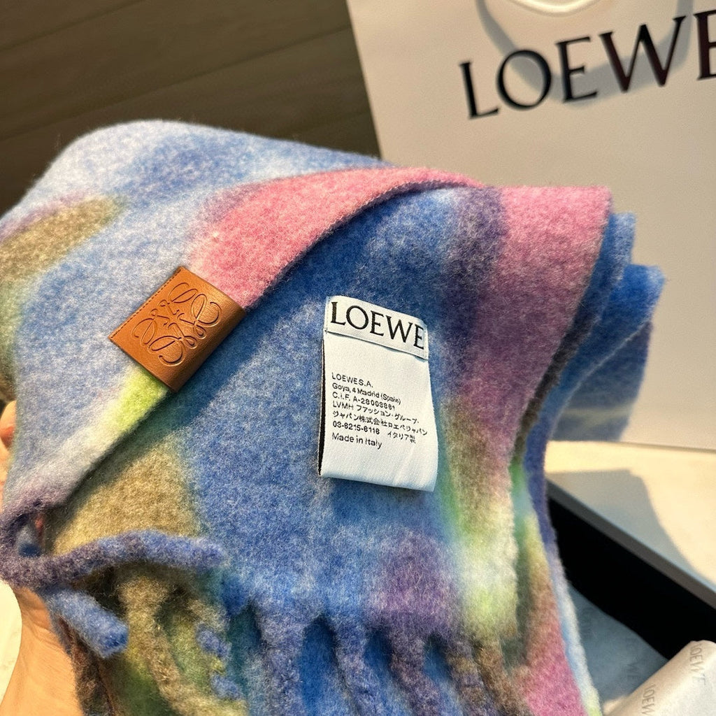 LOEWE RAINBOW SCARF 185 CM IN COLORFUL MOHAIR AND WOOL 408581