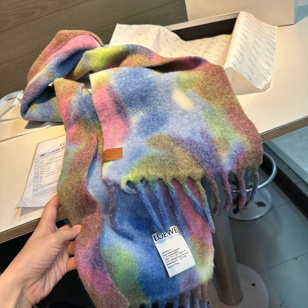 LOEWE RAINBOW SCARF 185 CM IN COLORFUL MOHAIR AND WOOL 408581