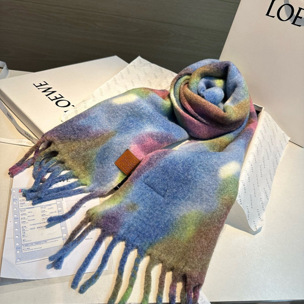 LOEWE RAINBOW SCARF 185 CM IN COLORFUL MOHAIR AND WOOL 408581