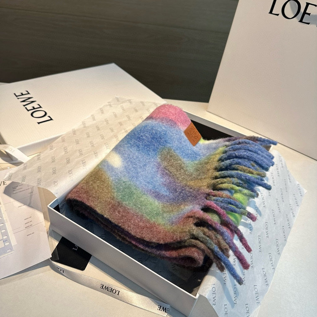 LOEWE RAINBOW SCARF 185 CM IN COLORFUL MOHAIR AND WOOL 408581