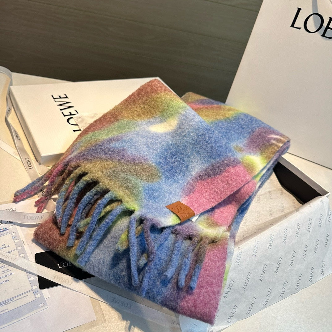 LOEWE RAINBOW SCARF 185 CM IN COLORFUL MOHAIR AND WOOL 408581