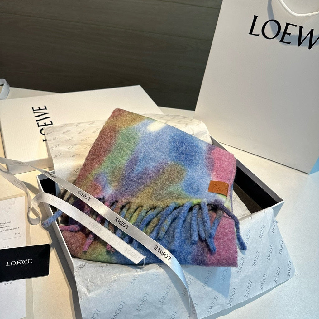 LOEWE RAINBOW SCARF 185 CM IN COLORFUL MOHAIR AND WOOL 408581