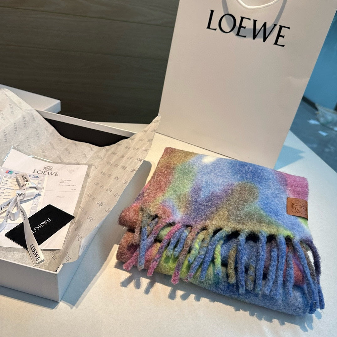 LOEWE RAINBOW SCARF 185 CM IN COLORFUL MOHAIR AND WOOL 408581