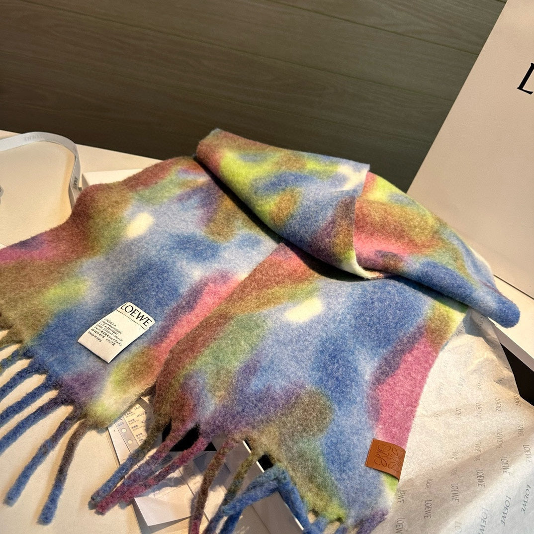 LOEWE RAINBOW SCARF 185 CM IN COLORFUL MOHAIR AND WOOL 408581