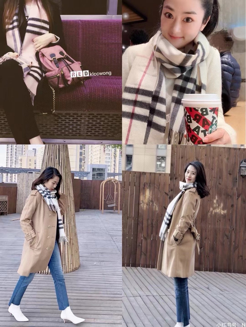BURBERRY SCARF 168 CM IN BLACK MIX WHITE CASHMERE 408588