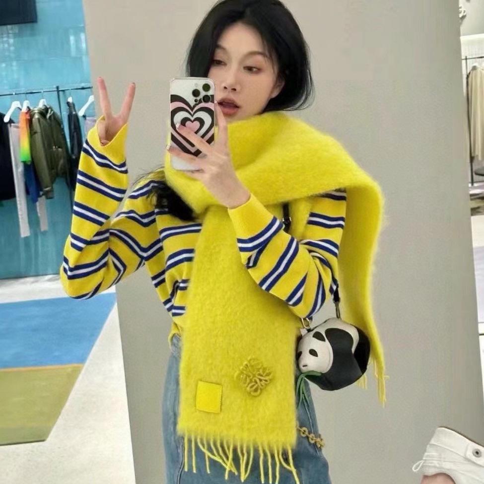 LOEWE SCARF IN NEON YELLOW MOHAIR AND WOOL 411685