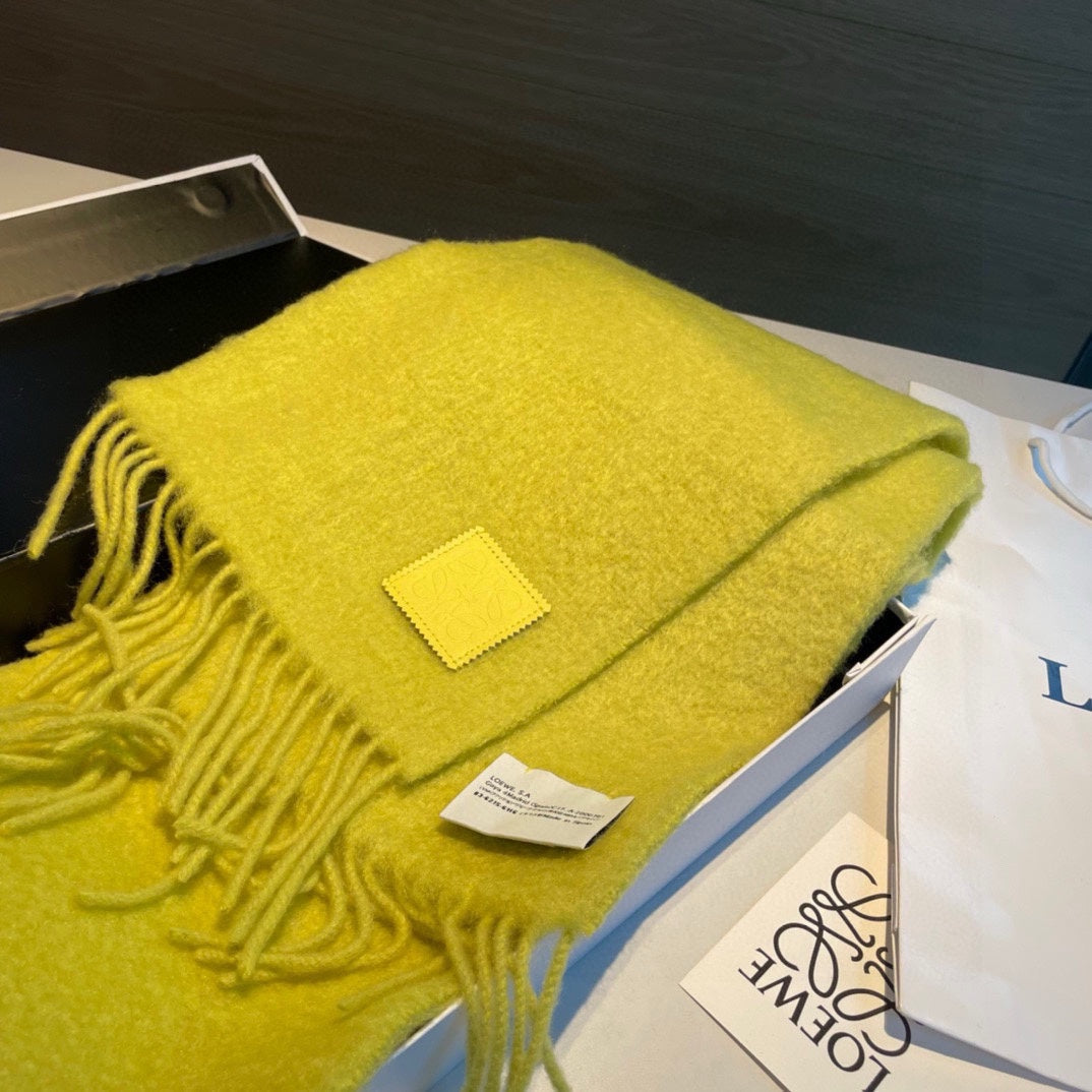 LOEWE SCARF IN NEON YELLOW MOHAIR AND WOOL 411685