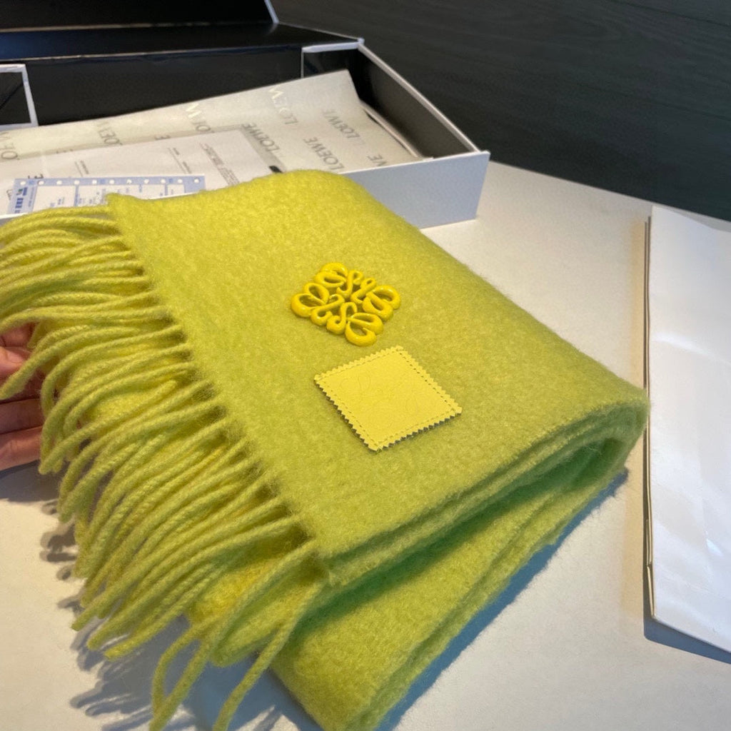 LOEWE SCARF IN NEON YELLOW MOHAIR AND WOOL 411685