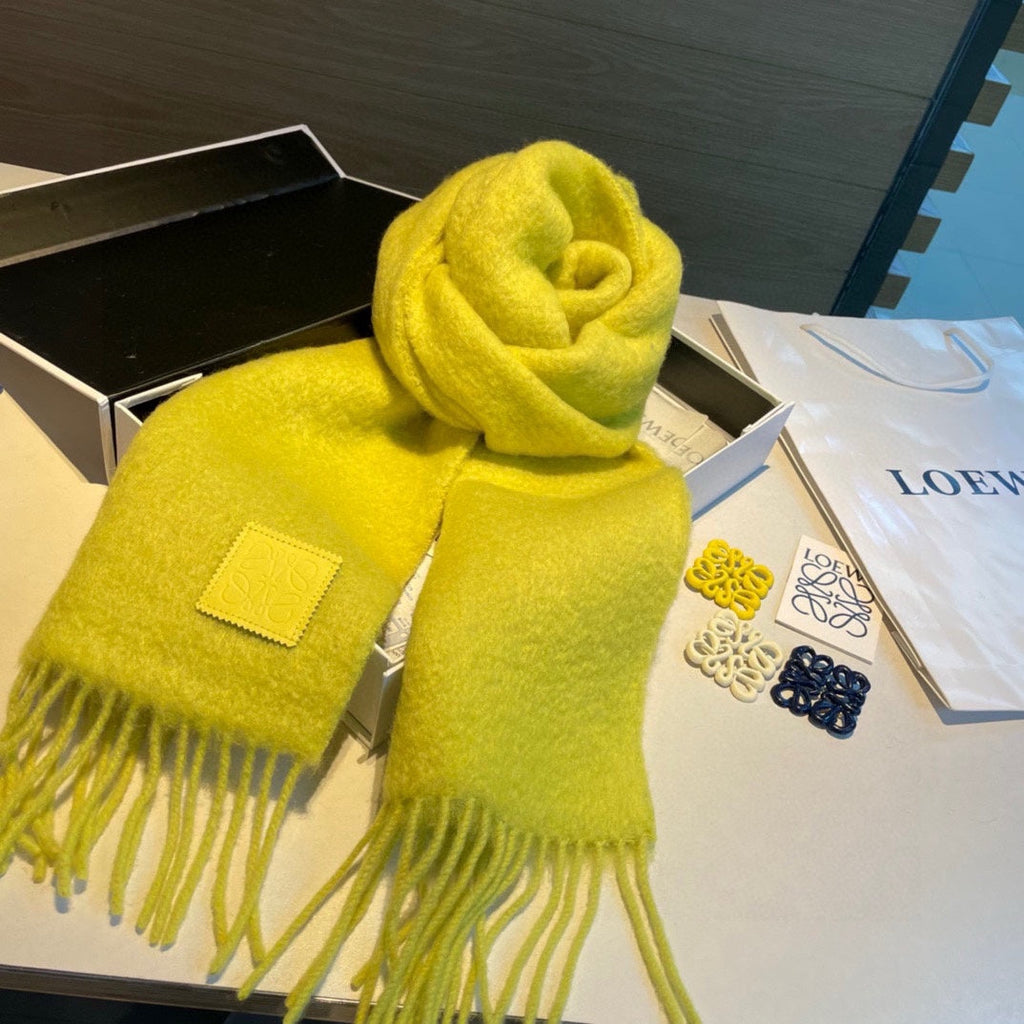 LOEWE SCARF IN NEON YELLOW MOHAIR AND WOOL 411685
