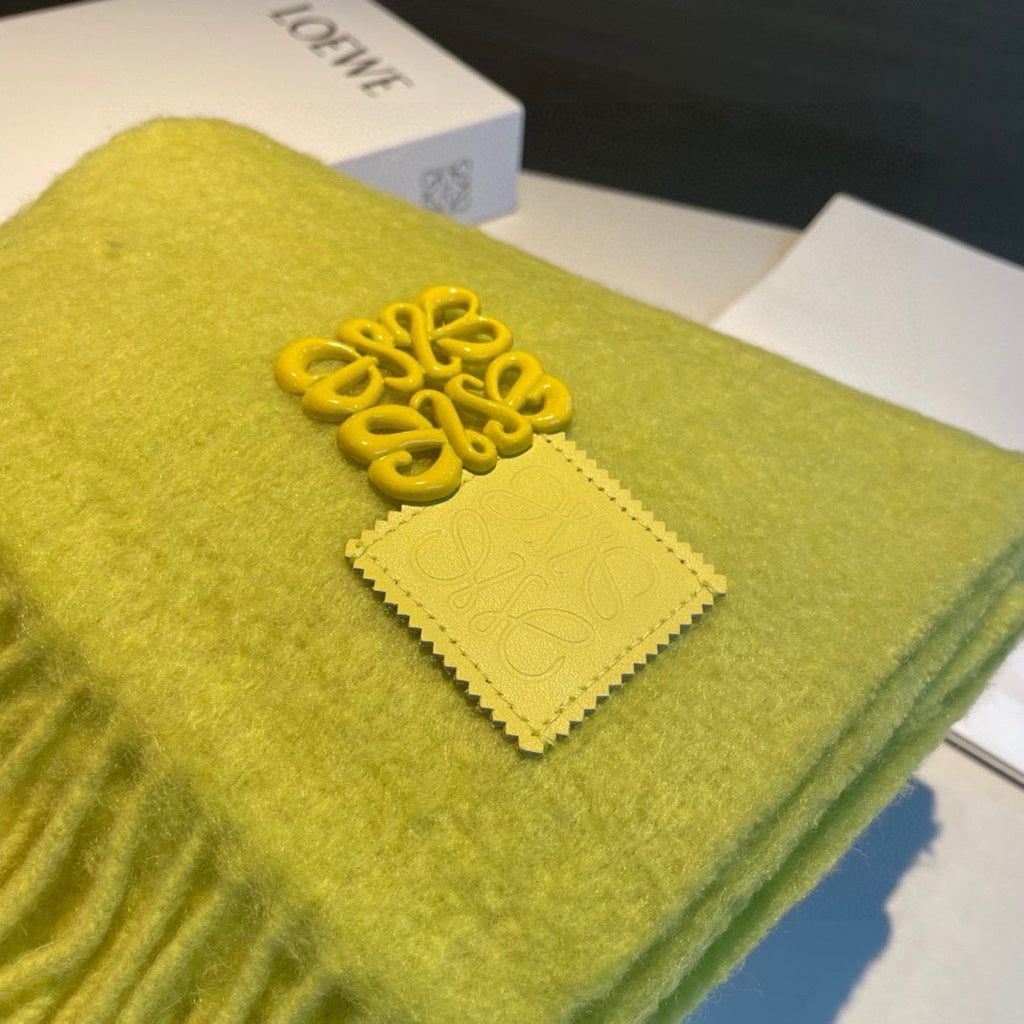LOEWE SCARF IN NEON YELLOW MOHAIR AND WOOL 411685