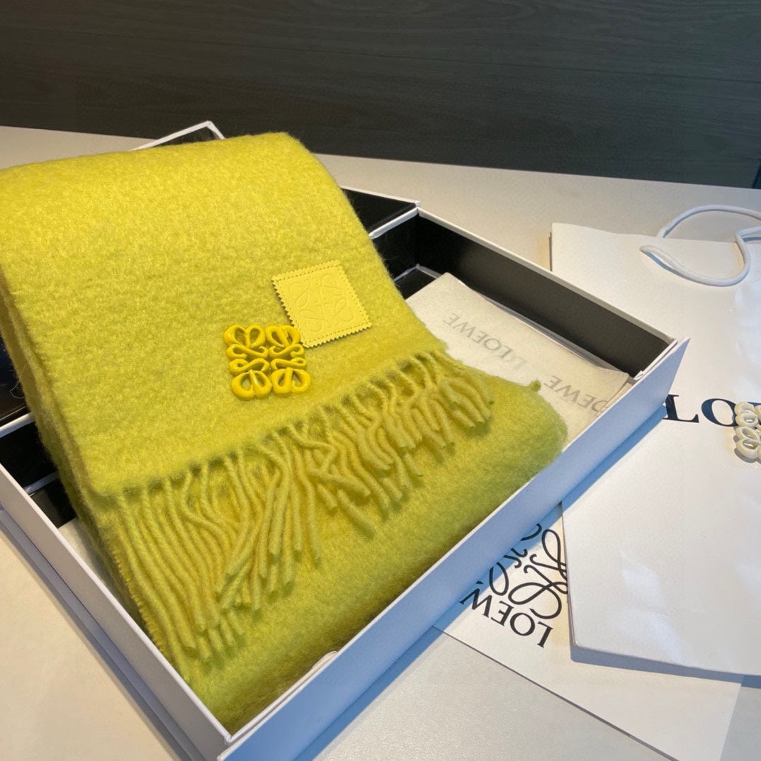 LOEWE SCARF IN NEON YELLOW MOHAIR AND WOOL 411685
