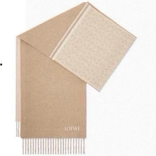LOEWE SCARF 180 CM IN CAMEL BEIGE MIX WHITE WOOL AND CASHMERE 415237