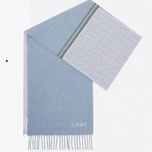 LOEWE SCARF 180 CM IN LIGHT BLUE MIX WHITE WOOL AND CASHMERE 415238