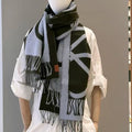 LOEWE SCARF 180 CM IN ARMY GREEN MIX WHITE WOOL AND CASHMERE 415268