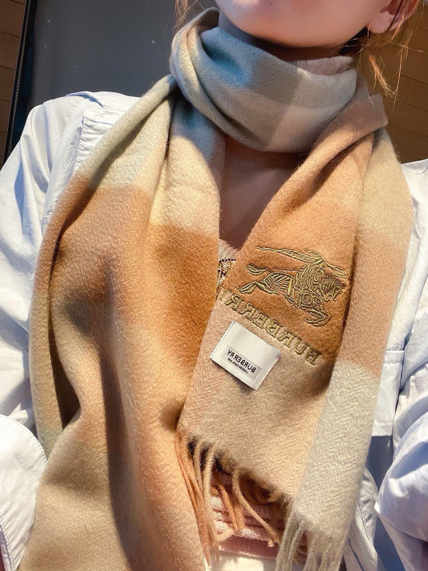BURBERRY BBR SCARF 180 CM IN CASHMERE 482321