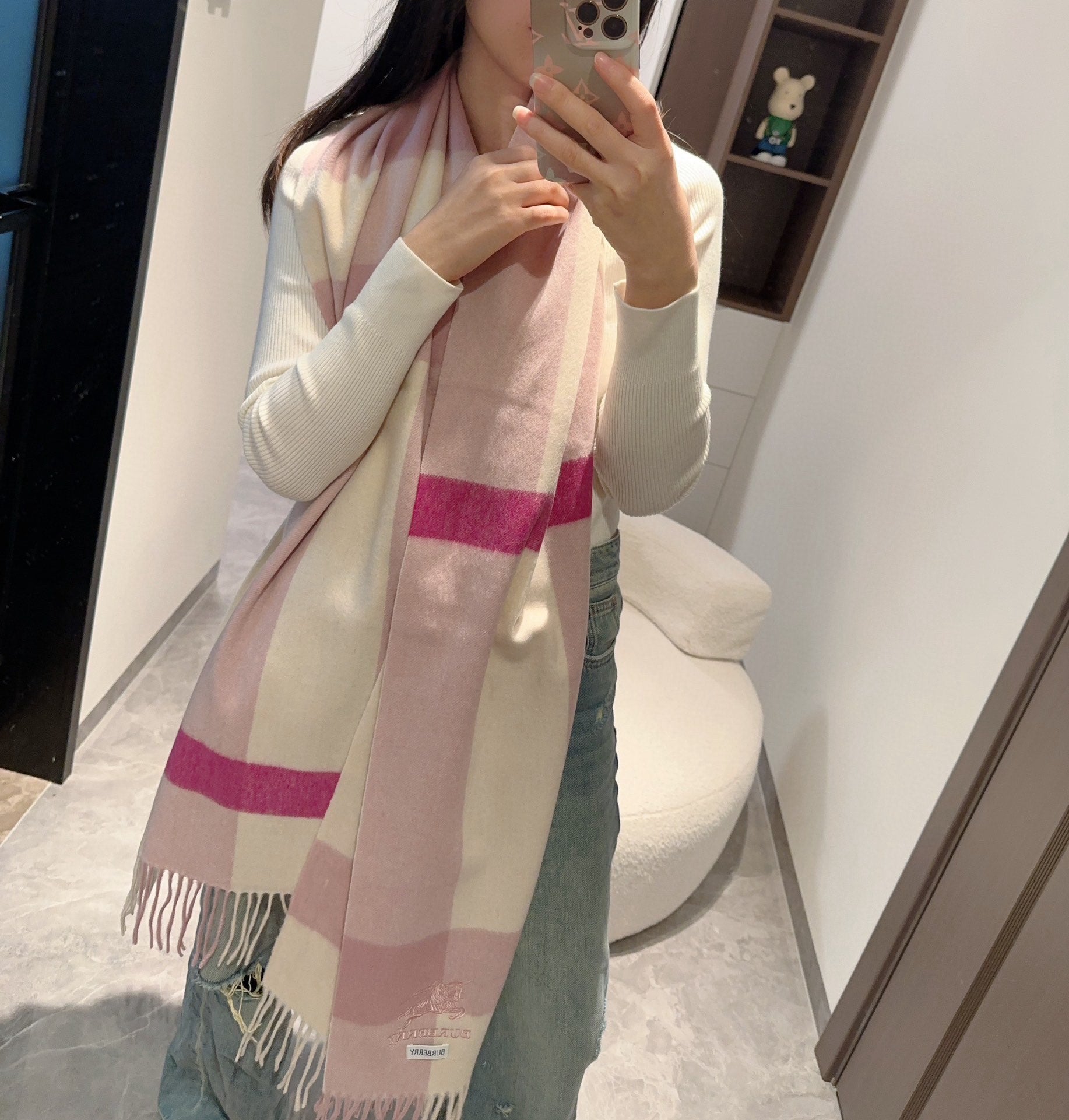BURBERRY BBR SCARF 168 CM IN CASHMERE 487386