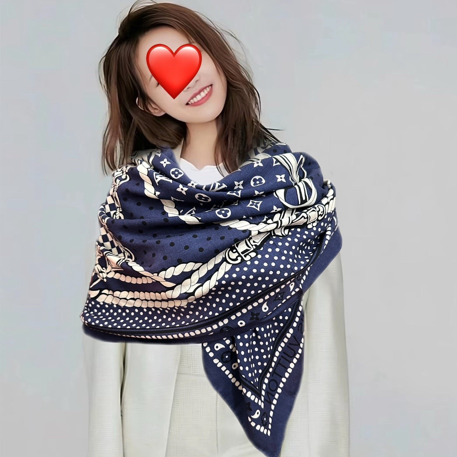 LOUIS VUITTON SAILOR BANDANA SQUARE IN MARINE BLUE SILK SCARF 140 CM