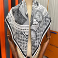 LOUIS VUITTON SQUARE SILK SCARF MALLES MERVEILLEUSES 90 CM BLACK MIX WHITE 399997