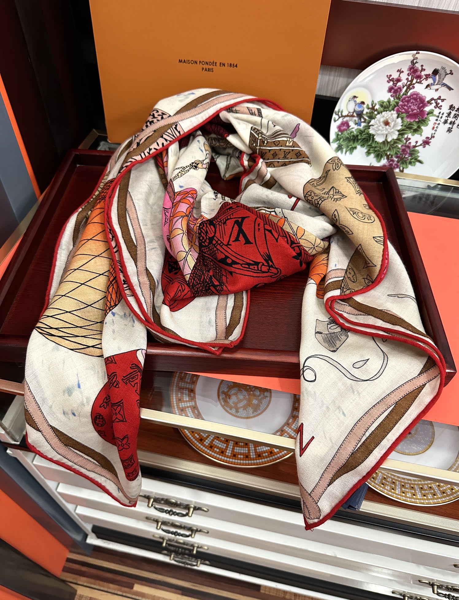 LOUIS VUITTON UP AND AWAY 140 CM SQUARE SILK SCARF COLORFUL 400072