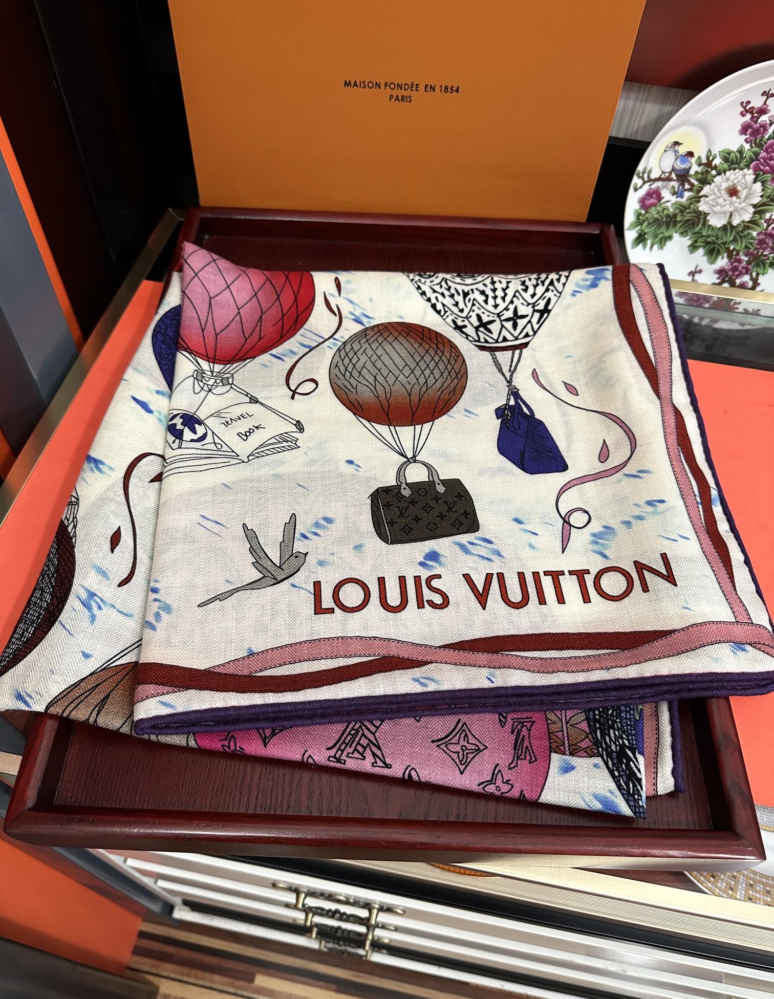 LOUIS VUITTON UP AND AWAY 140 CM SQUARE SILK SCARF COLORFUL 400073