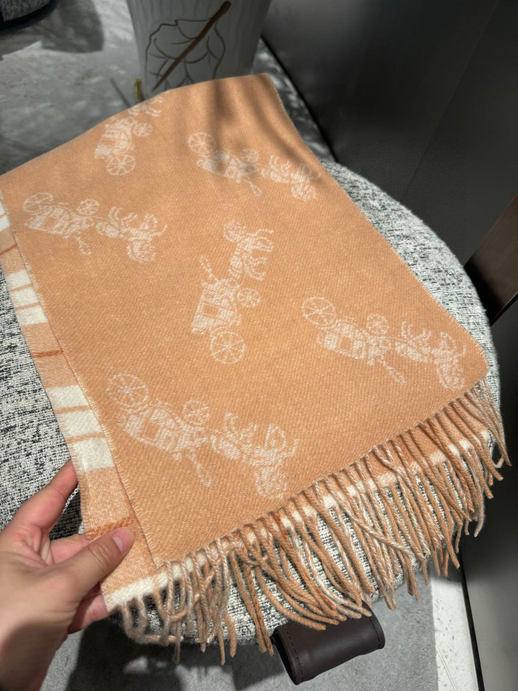 COACH CLASSIC SCARF 190 CM IN BUFF BEIGE WOOL 375278