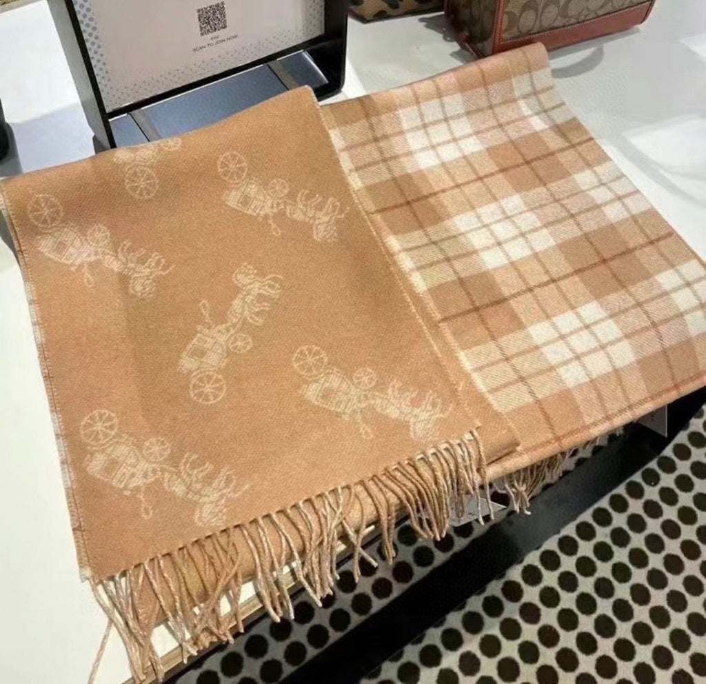 COACH CLASSIC SCARF 190 CM IN BUFF BEIGE WOOL 375278