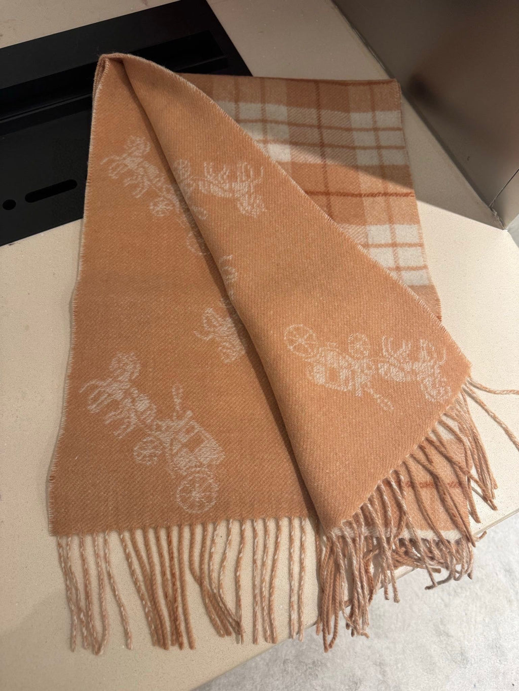 COACH CLASSIC SCARF 190 CM IN BUFF BEIGE WOOL 375278