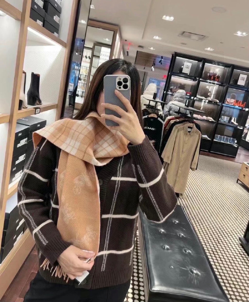 COACH CLASSIC SCARF 190 CM IN BUFF BEIGE WOOL 375278