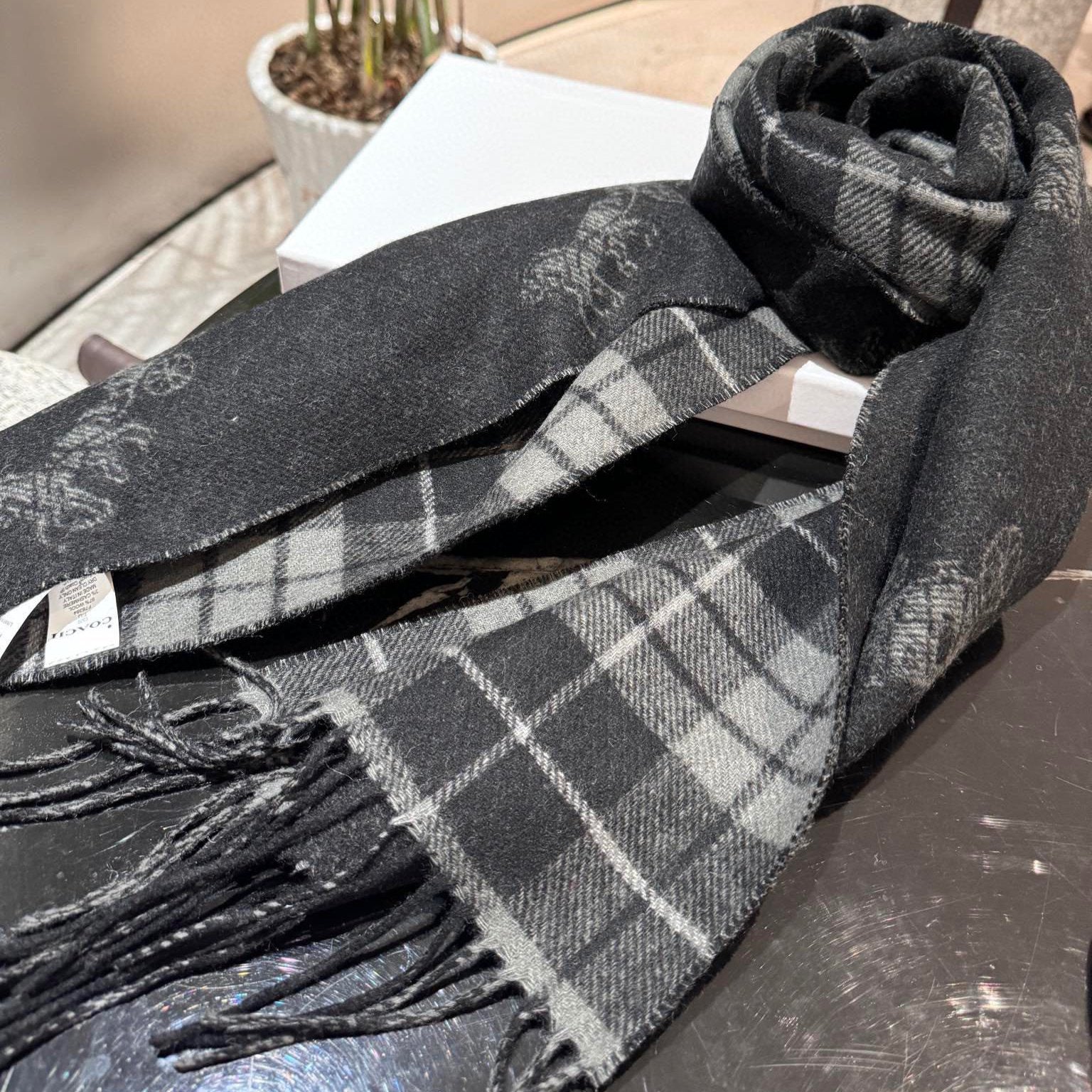 COACH CLASSIC SCARF 190 CM IN BLACK WOOL 375279