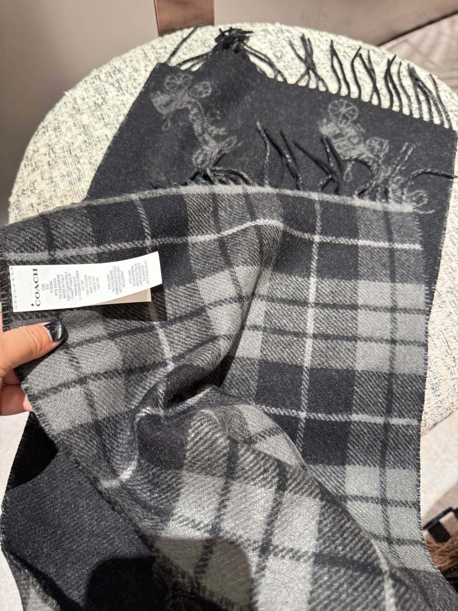 COACH CLASSIC SCARF 190 CM IN BLACK WOOL 375279