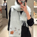 LOEWE SCARF 185 CM IN LIGHT BLUE MOHAIR AND WOOL 381040